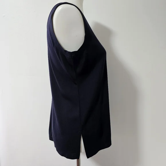 Exclusively Misook Dark Navy Double Scoopneck Tank Size Medium - Picture 3 of 7
